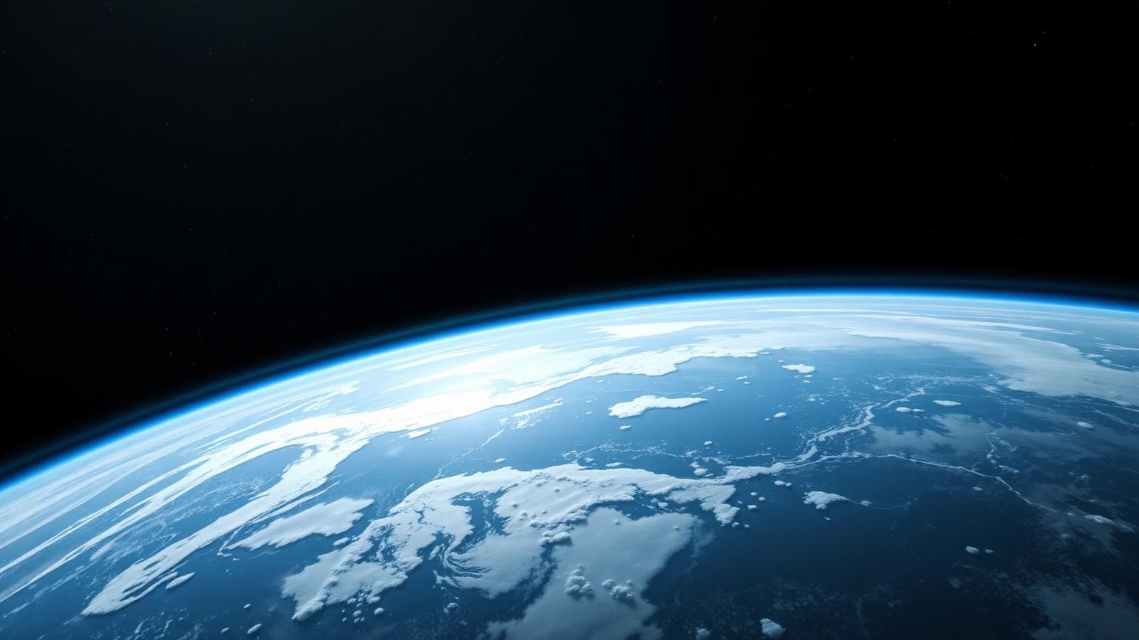 Photorealistic view of Earth from space with soft light wrapping the planet